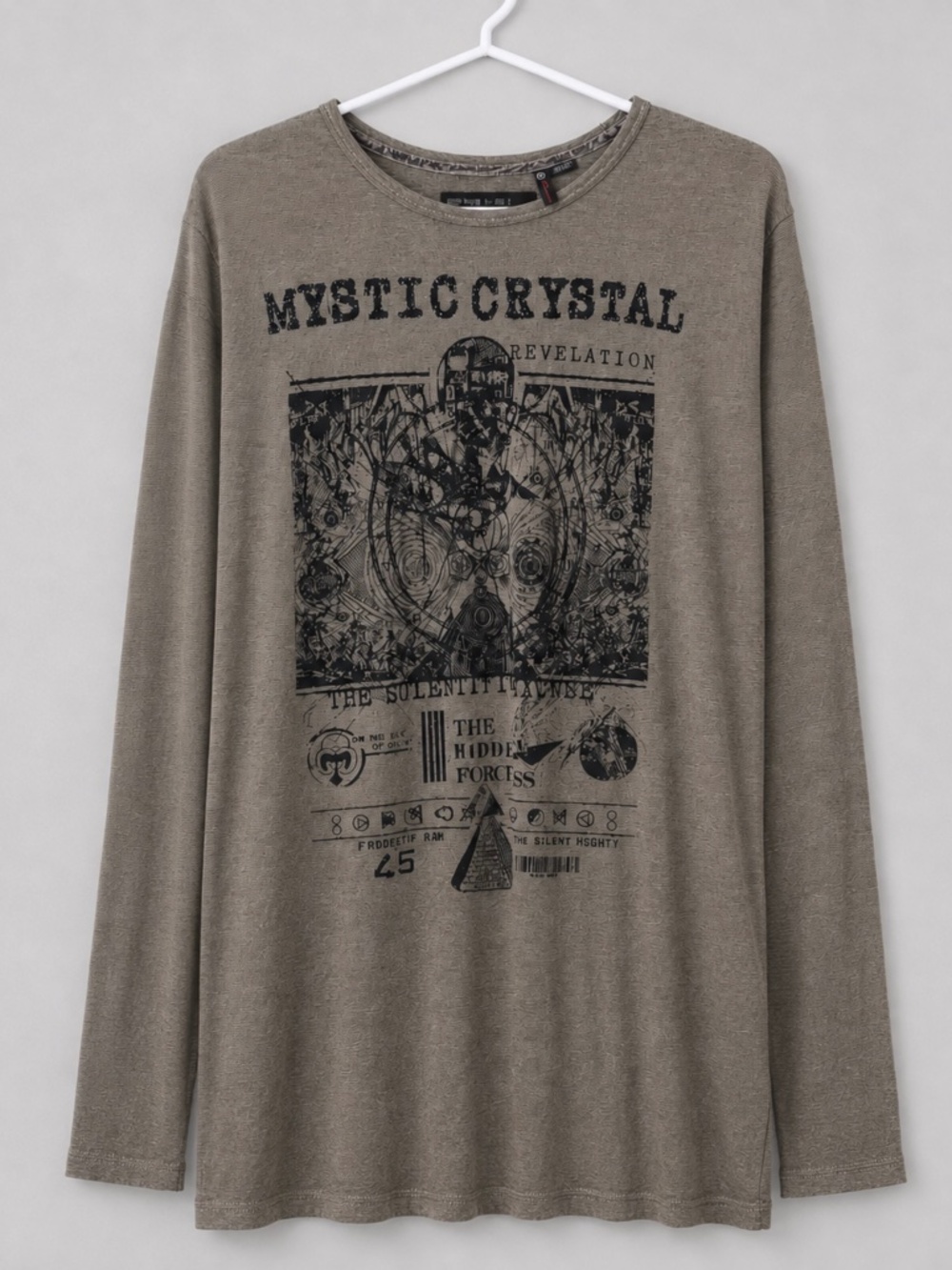 Projek Raw Mystic Crystal Graphic Long Sleeve Shirt XL Taupe NWT 100% Viscose